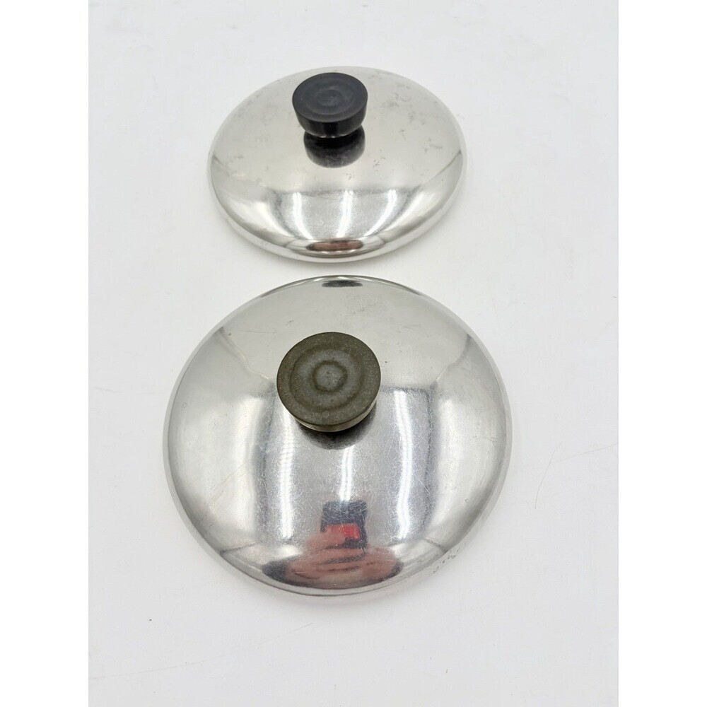 2 Vintage Revere Ware 7" Stainless Steel Replacement Lid Only